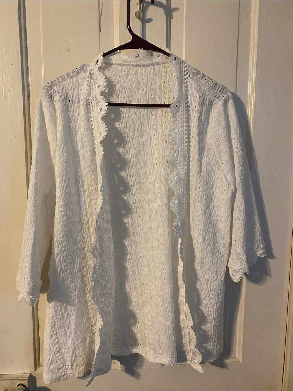White Lace Open Front Kimono